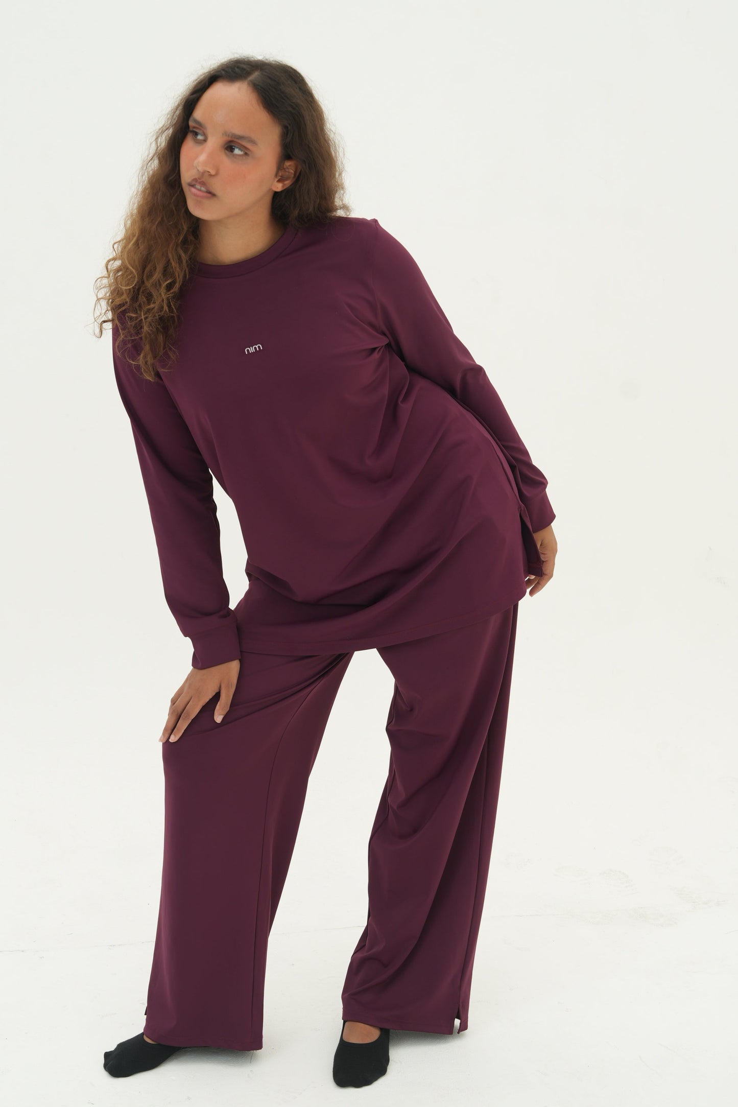 Essential Modeste Wide Leg Pants - Cherry