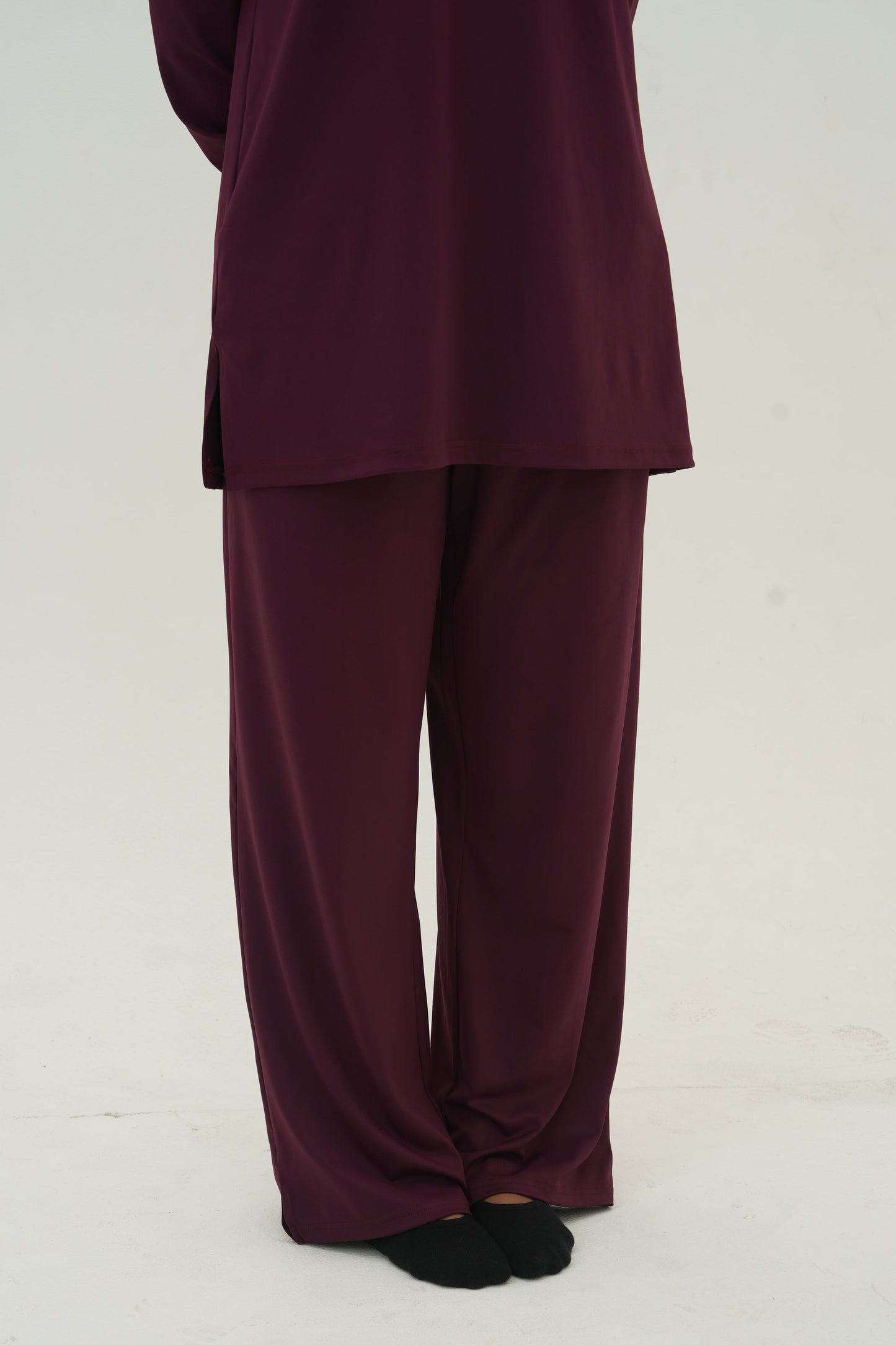 Essential Modeste Wide Leg Pants - Cherry
