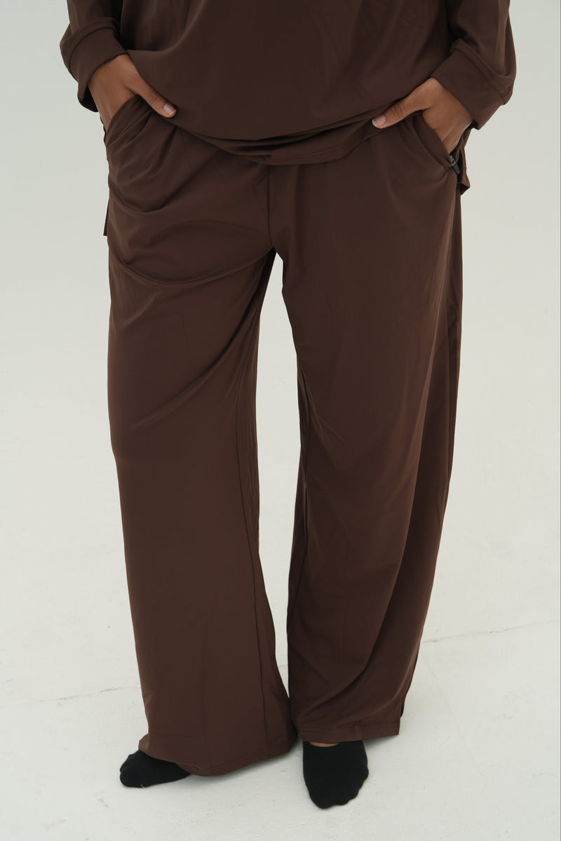 Essential Modeste Wide Leg Pants - Brun