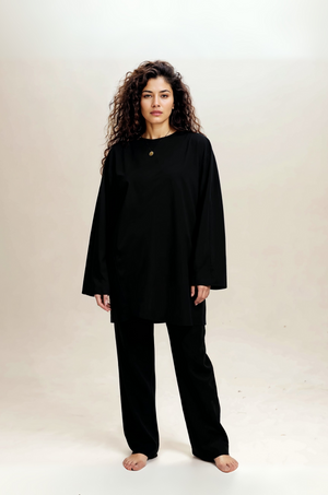 Nimirah Burkini Black – modest swimwear set with hijab, front view