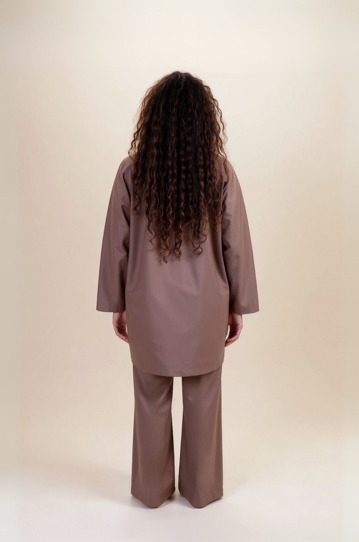 Nimirah Burkini Mocha – modest swimwear with hijab, back view full coverage